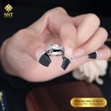  Nhẫn Titan SST Trắng Khắc dấu X cá tính Không Đen Gỉ N55 