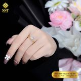  Nhẫn nữ titan SST kiểu gợn sóng Đá giọt nước N287 