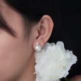  Bông tai Titan SST Ngọc trai phối đá Không Đen Gỉ BT126 