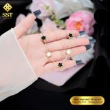  Lắc tay titan SST dây xích mảnh phối hoa 5 lá LT263 