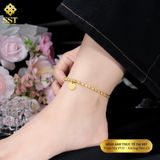  Lắc chân Titan SST Dây bi mặt tim khắc chữ Forever Love thanh lịch Không Đen Gỉ LC07 