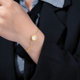  Lắc tay Titan SST Official mặt tròn đá đen khắc số la mã thanh lịch Không Đen Gỉ LT227 