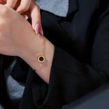  Lắc tay Titan SST Official mặt tròn đá đen khắc số la mã thanh lịch Không Đen Gỉ LT227 