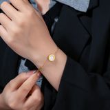  Lắc tay Titan SST Official mặt tròn đá đen khắc số la mã thanh lịch Không Đen Gỉ LT227 