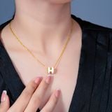  Dây Chuyền Titan SST Chữ H màu trắng thanh lịch Không Đen Gỉ VC463 