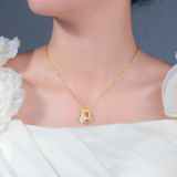  Dây chuyền Titan SST Mặt chữ D lồng viên đá lấp lánh Không Đen Gỉ VC376 