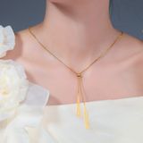  Dây chuyền Titan SST Kiểu tua dài mặt dây rút đi tiệc sang trọng Không Đen Gỉ VC20 