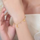  Lắc tay nữ Titan SST Charm mặt trăng ngôi sao Không Đen Gỉ LT202 