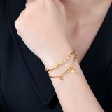  Lắc tay Titan cao cấp xích phối charm vuông Không đen gỉ LT81 