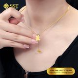  Dây chuyền Titan SST Mặt gấu LV sang trọng dây rút VC497 