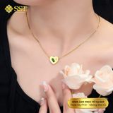  Dây chuyền Titan SST Mặt trái tim phối đá xanh Không Đen Gỉ VC477 