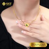  Dây chuyền Titan SST Mặt trái tim phối đá xanh Không Đen Gỉ VC477 