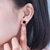  Bông tai Titan SST Hoa 5 cánh mặt đá đen Không Đen Gỉ BT173 