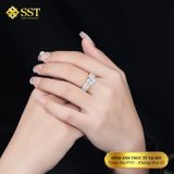  Nhẫn Titan SST Đính full đá sang trọng đi tiệc Không Đen Gỉ N223V 