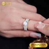  Nhẫn Titan SST Đính full đá sang trọng đi tiệc Không Đen Gỉ N223V 