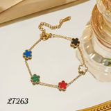  Lắc tay titan SST dây xích mảnh phối hoa 5 lá LT263 