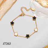  Lắc tay titan SST dây xích mảnh phối hoa 5 lá LT263 