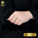  Nhẫn Unisex Titan SST Officil Store Đính full 2 vòng đá lấp lánh vàng Không Đen Gỉ N21 