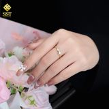  Nhẫn Nữ Titan SST Kiểu Đính đá Nơ thnh lịch freesize Không Đen Gỉ N286 