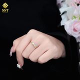  Nhẫn Nữ Titan SST Kiểu Đính đá Nơ thnh lịch freesize Không Đen Gỉ N286 