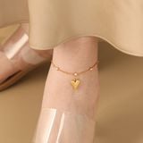  Lắc chân Nữ Titan SST Trái tim duyên dáng phối charm bi Không Đen Gỉ LC13 