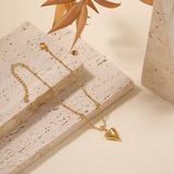  Lắc chân Nữ Titan SST Trái tim duyên dáng phối charm bi Không Đen Gỉ LC13 