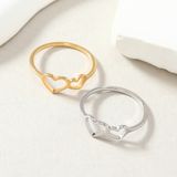  Nhẫn Titan SST Form mảnh trái tim đôi thanh lịch Không Đen Gỉ N243 