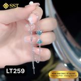  Lắc tay nữ trắng phối 2 tim khoá tròn titan SST không rỉ LT259 