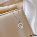  Dây chuyền Titan SST Mặt thỏ con trong vòng tròn dễ thương đính đá Không Đen Gỉ VC396 