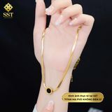  Dây chuyền Titan SST nữ Dây mì mặt tròn đá đen thanh lịch Không Đen Gỉ VC420 