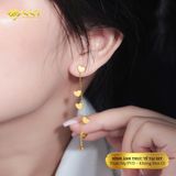  Bông tai Titan SST Kiểu tòn ten dài trái tim nữ tính đi tiệc sang trọng Không Đen Gỉ BT59 