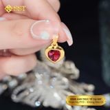  Mặt dây chuyền trái tim phối Đá Đỏ chất liệu titan không rỉ MD13 