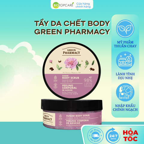 Tẩy da chết toàn thân Green Pharmacy Hoa hồng Damask và Bơ hạt mỡ 200ml