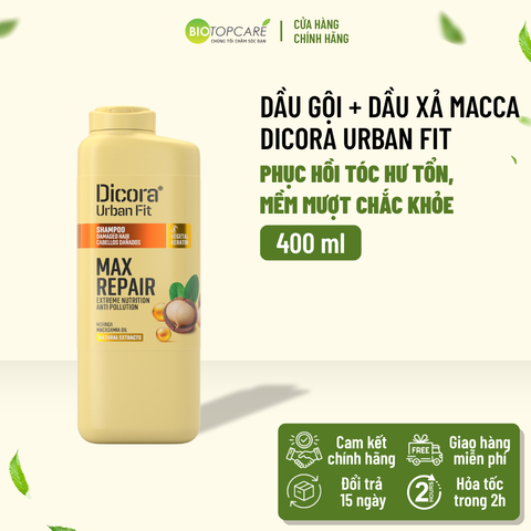 Combo Dầu gội - xả Dicora Urban Fit Macadamia phục hồi tóc hư tổn 400ml