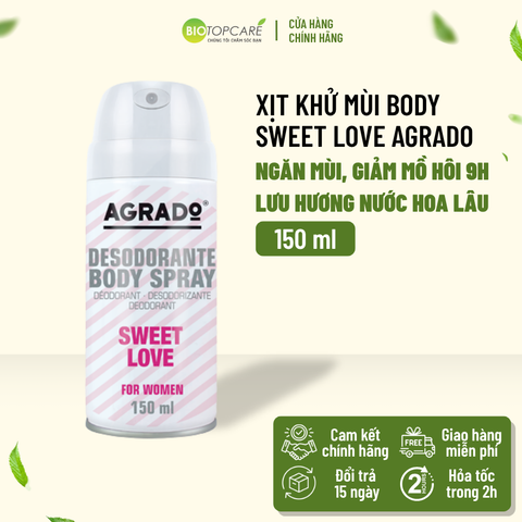 Xịt khử mùi body Agrado hương nước hoa Sweet Love 150ml