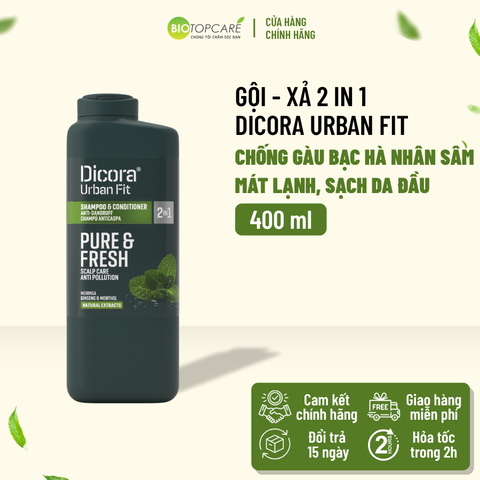 Dầu gội nam ngăn ngừa gàu Dicora Urban Fit Anti-dandruff kết hợp xả 2in1 400ml
