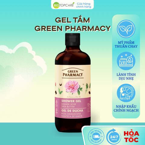 Gel tắm Green Pharmacy Hoa hồng Damask và Bơ hạt mỡ 500ml