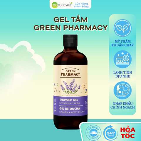 Gel tắm Green Pharmacy Hoa oải hương và dầu hạt lanh 500ml