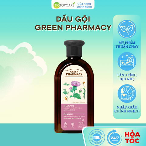 Dầu gội Green Pharmacy chống rụng tóc cây ngưu bàng và protein lúa mì 350ml