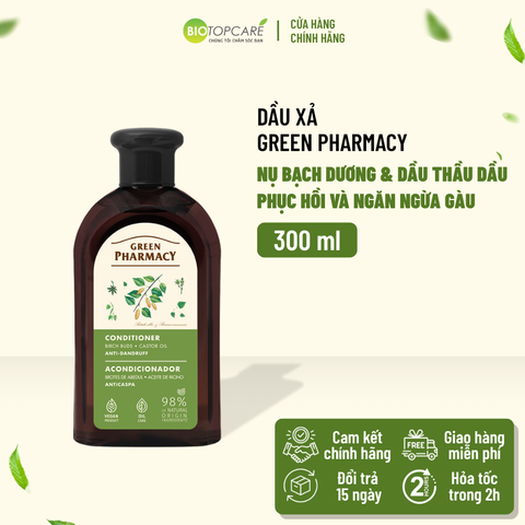 Dầu xả Green Pharmacy ngăn ngừa gàu nụ bạch dương và thầu dầu 300ml