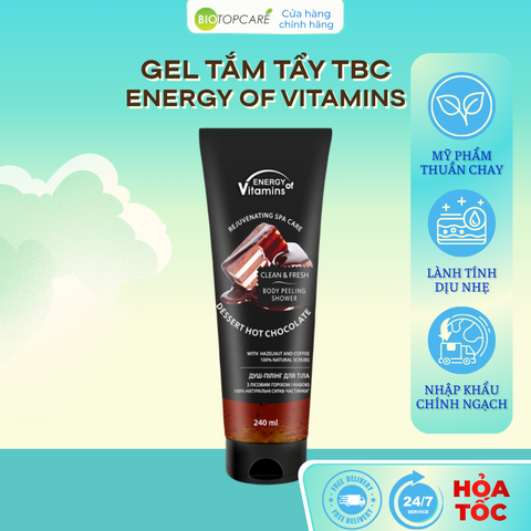 Energy of Vitamins Gel tắm tẩy tế bào chết toàn thân hương socola nóng 240ml