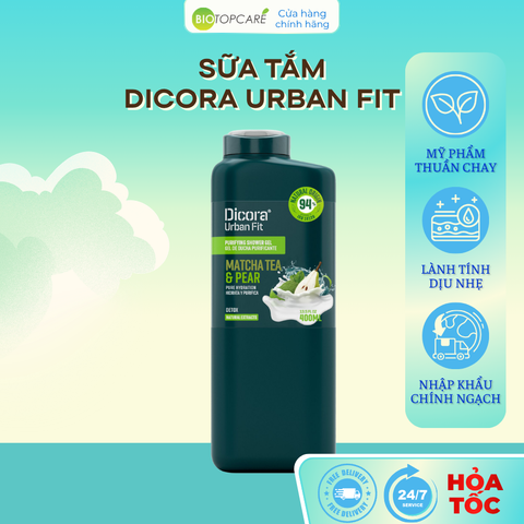 Sữa tắm Dicora Urban Fit detox Matcha và chiết xuất trái Lê 400ml