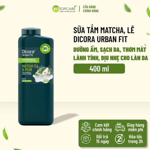Sữa tắm Dicora Urban Fit detox Matcha và chiết xuất trái Lê 400ml