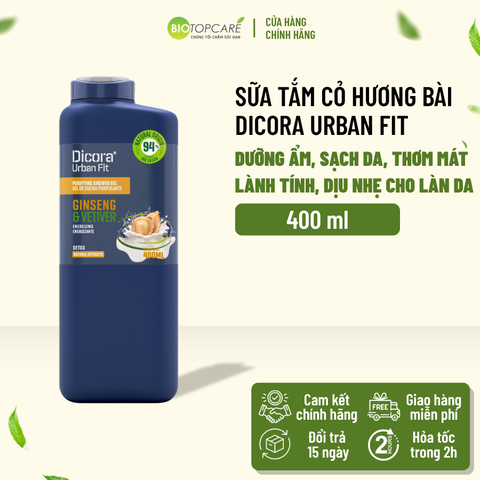 Sữa tắm nam Dicora Urban Fit Energy chiết xuất Cỏ Vetiver & Nhân Sâm 400ml