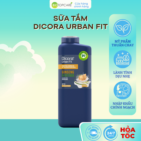 Sữa tắm nam Dicora Urban Fit Energy chiết xuất Cỏ Vetiver & Nhân Sâm 400ml