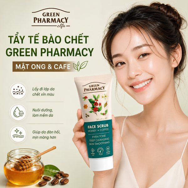 Tẩy tế bào da chết Green Pharmacy chiết xuất Mật ong và Cafe 75ml