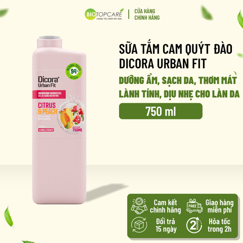 Sữa tắm Vitamin C Cam quýt & Đào Dicora Urban Fit 750ml