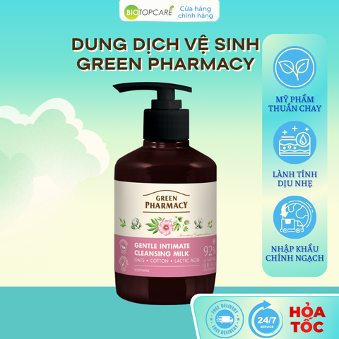 Dung Dịch Vệ Sinh Dạng Sữa Green Pharmacy Làm Dịu Da “Yến Mạch và Hạt Bông” 370ml