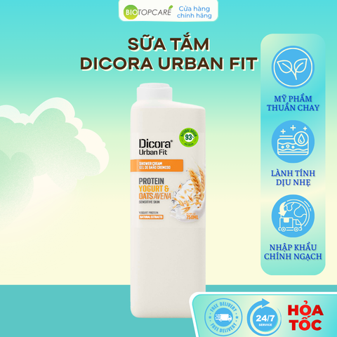Sữa tắm Dicora Urban Fit Protein Yogurt và chiết xuất Yến mạch 750ml