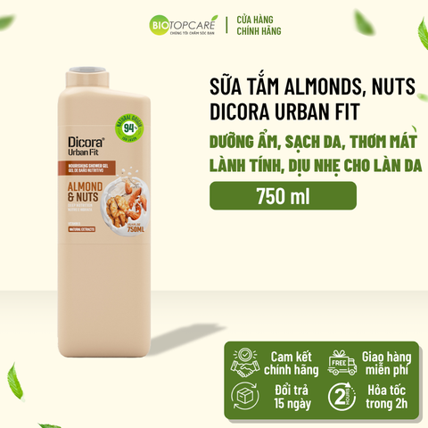 Sữa tắm Dicora Urban Fit Almonds & Nuts Vitamin B Hạnh Nhân & Các Loại Hạt 750ml